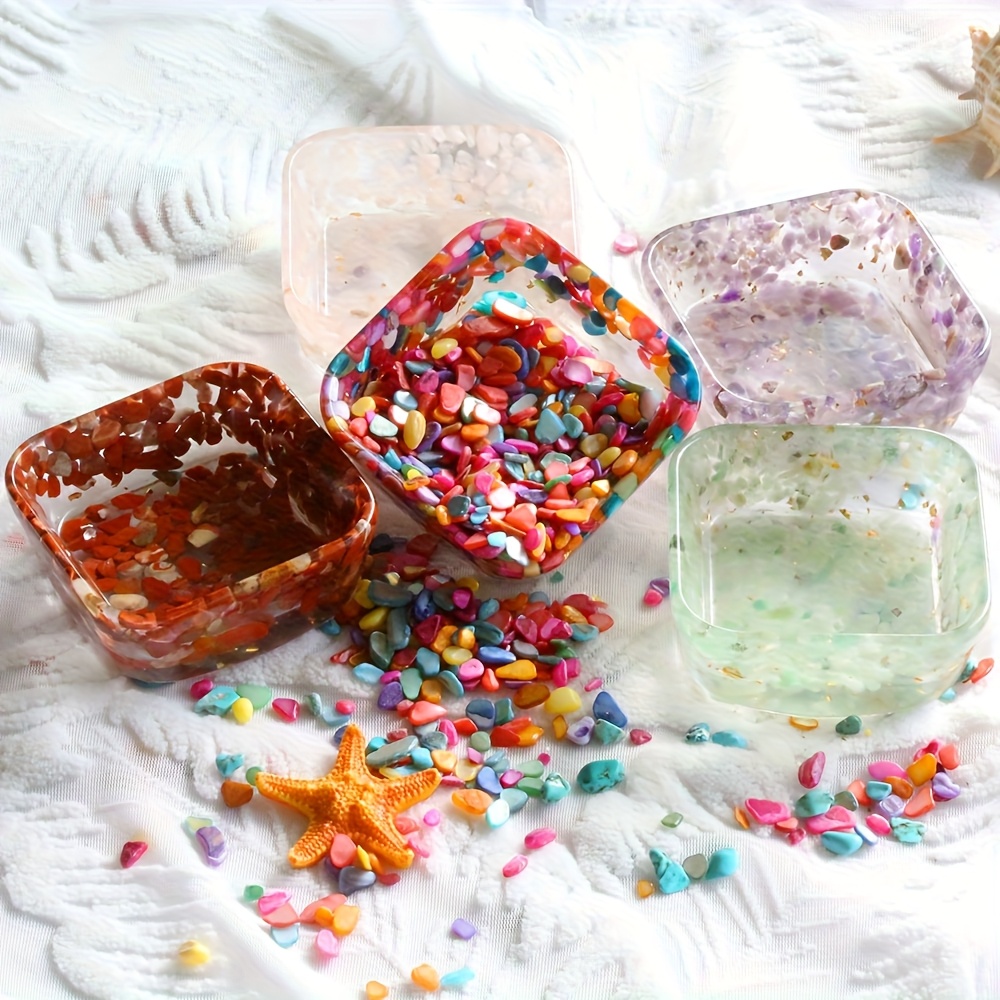 Random Color Resin Crystal Broken Stone Square Bowl